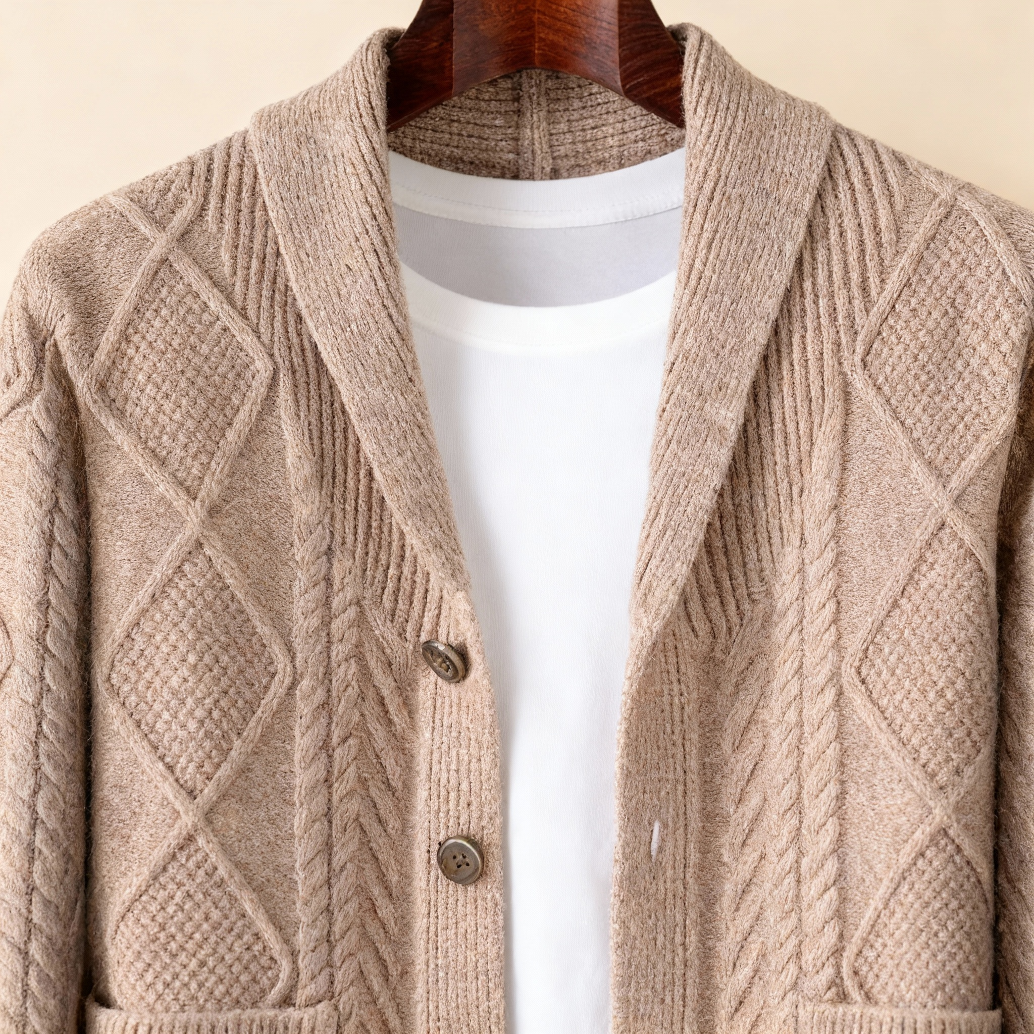 Leonard -  Men's Wool Cable-Knit Button-Front Pocket Cardigan