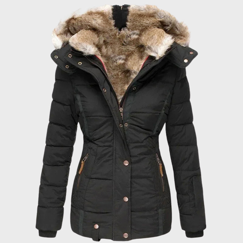 Linda- Women's Puffer Jacket with Faux Fur–Lined Hood