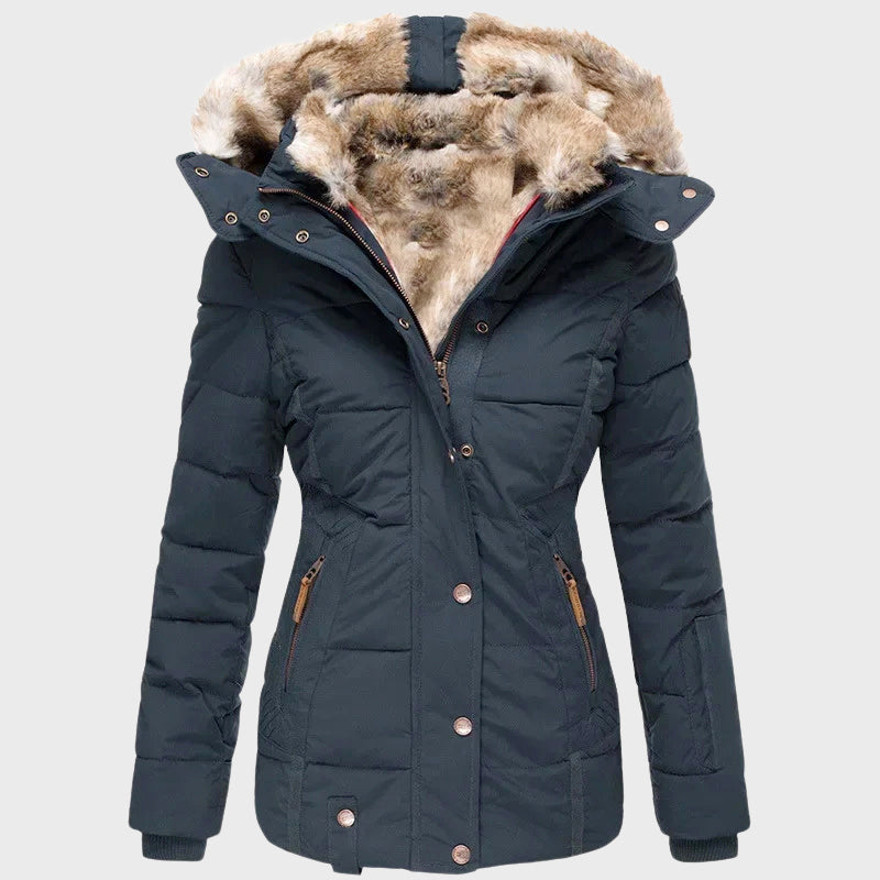 Linda- Women's Puffer Jacket with Faux Fur–Lined Hood
