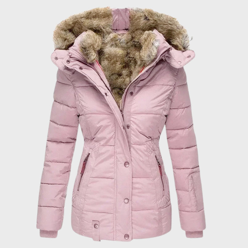 Linda- Women's Puffer Jacket with Faux Fur–Lined Hood