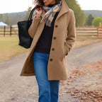Lorelei - Women's Wool Button-Up Coat with Notch Collar
