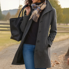 Lorelei - Women's Wool Button-Up Coat with Notch Collar