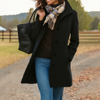 Lorelei - Women's Wool Button-Up Coat with Notch Collar