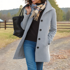 Lorelei - Women's Wool Button-Up Coat with Notch Collar