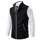 Lucas - Men's Full-Zip Wool-Blend Vest with Ribbed Collar
