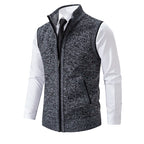 Lucas - Men's Full-Zip Wool-Blend Vest with Ribbed Collar