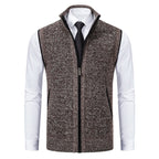Lucas - Men's Full-Zip Wool-Blend Vest with Ribbed Collar