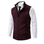 Lucas - Men's Full-Zip Wool-Blend Vest with Ribbed Collar