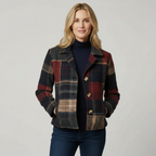Lucia - Women's Patchwork Plaid Blazer with Notch Collar