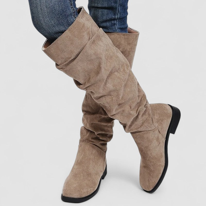 Lucinda - Women's Slouchy Suede Low Heel Boots 