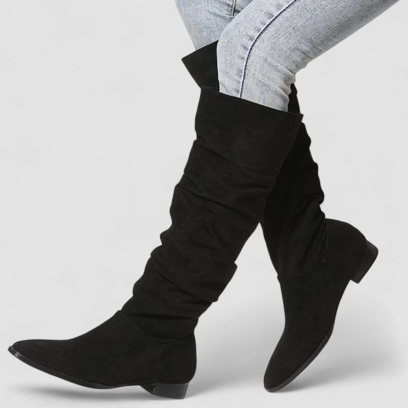 Lucinda - Women's Slouchy Suede Low Heel Boots 