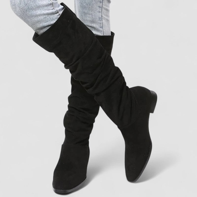 Lucinda - Women's Slouchy Suede Low Heel Boots 