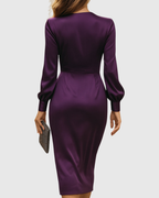  Luna - Women's Satin Tie-Waist Midi Dress
