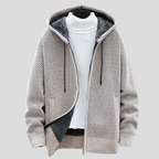 Magnus - Men's Chunky Knit Zip Hoodie with Fleece Interior