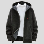 Magnus - Men's Chunky Knit Zip Hoodie with Fleece Interior