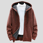 Magnus - Men's Chunky Knit Zip Hoodie with Fleece Interior