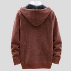 Magnus - Men's Chunky Knit Zip Hoodie with Fleece Interior