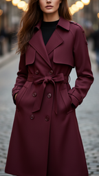Margot - Women's Double-Breasted Belted Trench Coat with Storm Flaps