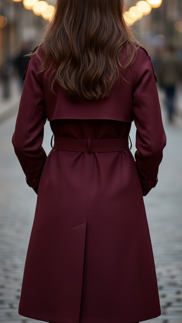 Margot - Women's Double-Breasted Belted Trench Coat with Storm Flaps