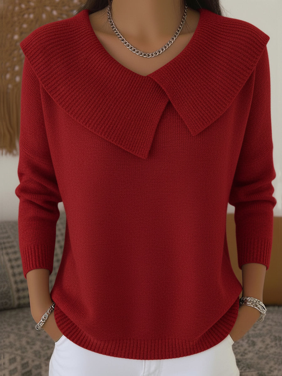 Marguerite - Women's Ribbed Oversized Collar Sweater