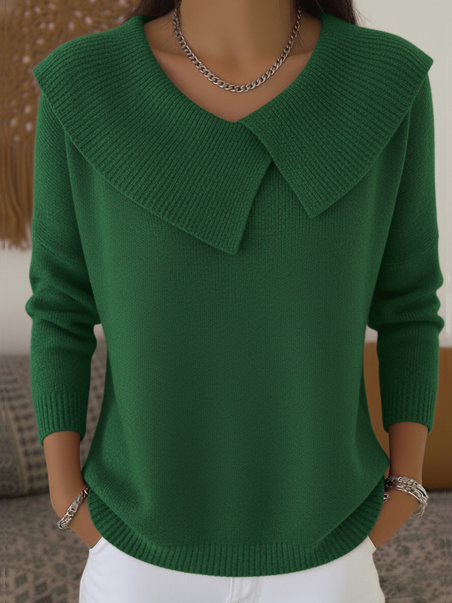 Marguerite - Women's Ribbed Oversized Collar Sweater