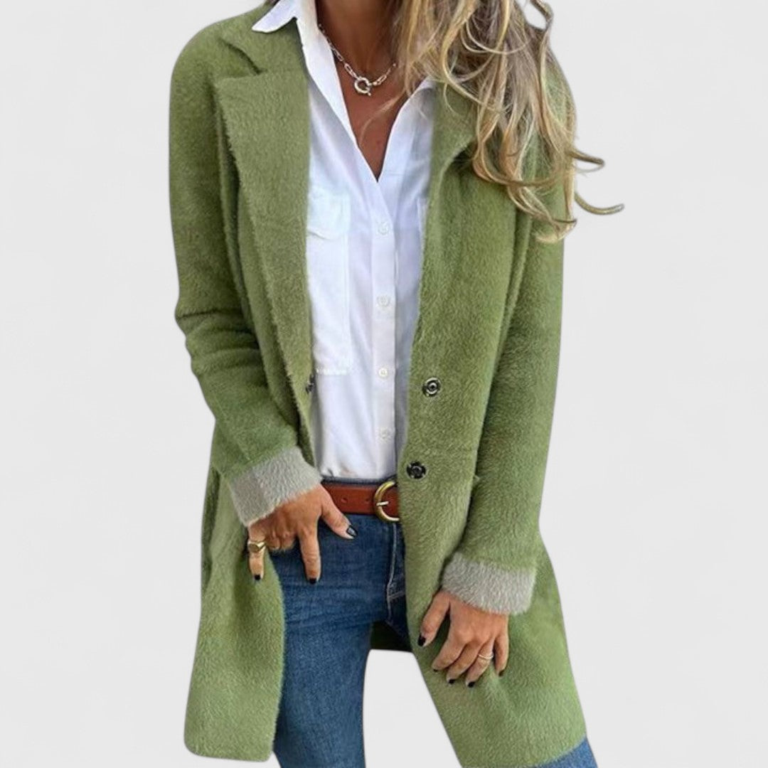 Marlene - Women's Relaxed Long Cardigan with Ribbed Cuffs