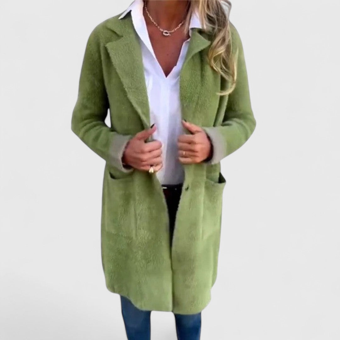 Marlene - Women's Relaxed Long Cardigan with Ribbed Cuffs