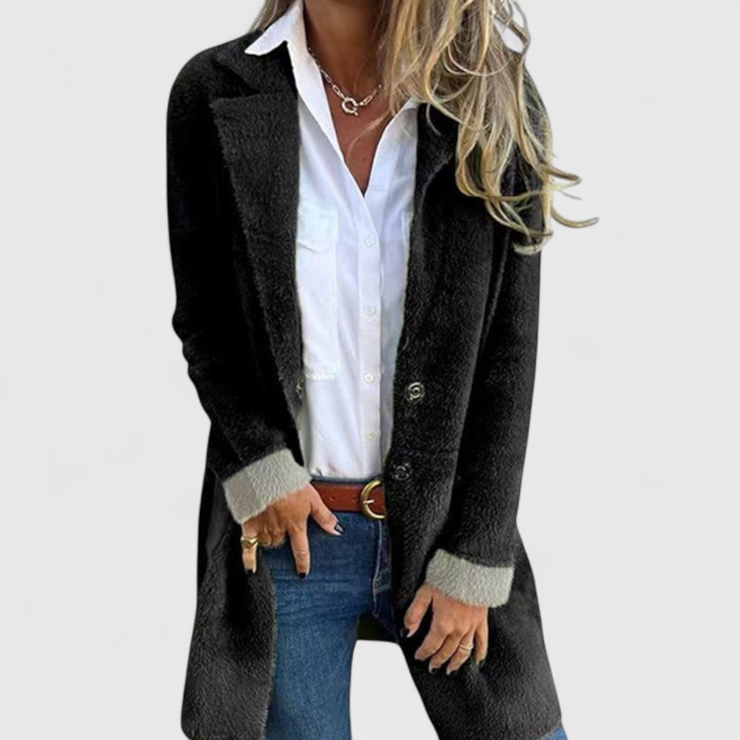 Marlene - Women's Relaxed Long Cardigan with Ribbed Cuffs