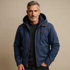 Matias - Men's Cotton Jacket with Suede Collar and Fleece Lining