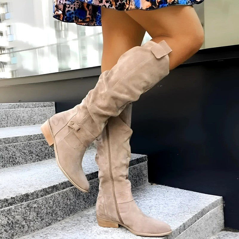 Mirabel - Women's Leather Pointed Toe Block Heel Boots 1