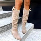 Mirabel - Women's Leather Pointed Toe Block Heel Boots 5