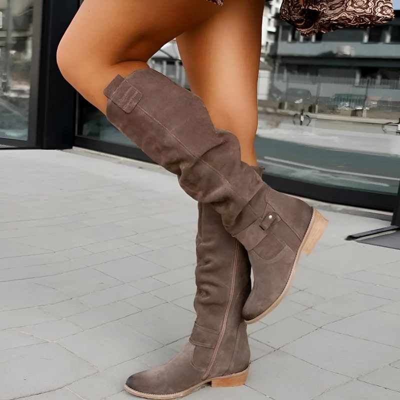 Mirabel - Women's Leather Pointed Toe Block Heel Boots 6