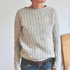 Natalie - Women's Speckled Knit Sweater with Ribbed Crew Neck