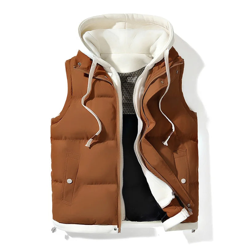 Noel - Men's Hooded Puffer Gilet with Snap Pockets