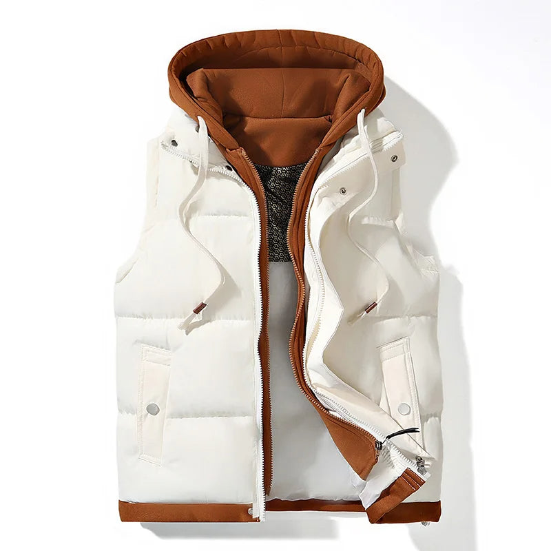 Noel - Men's Hooded Puffer Gilet with Snap Pockets