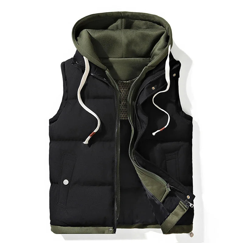 Noel - Men's Hooded Puffer Gilet with Snap Pockets