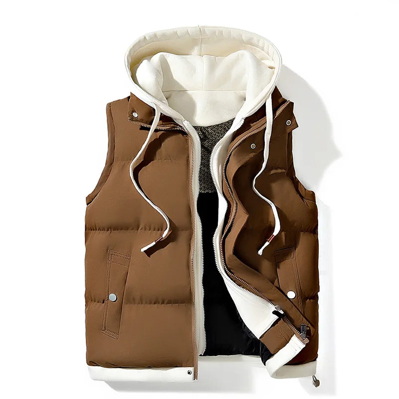 Noel - Men's Hooded Puffer Gilet with Snap Pockets