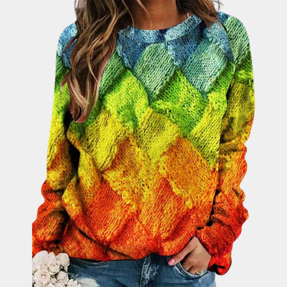 Olivia - Women's Colorblock Quilted Pullover Sweater