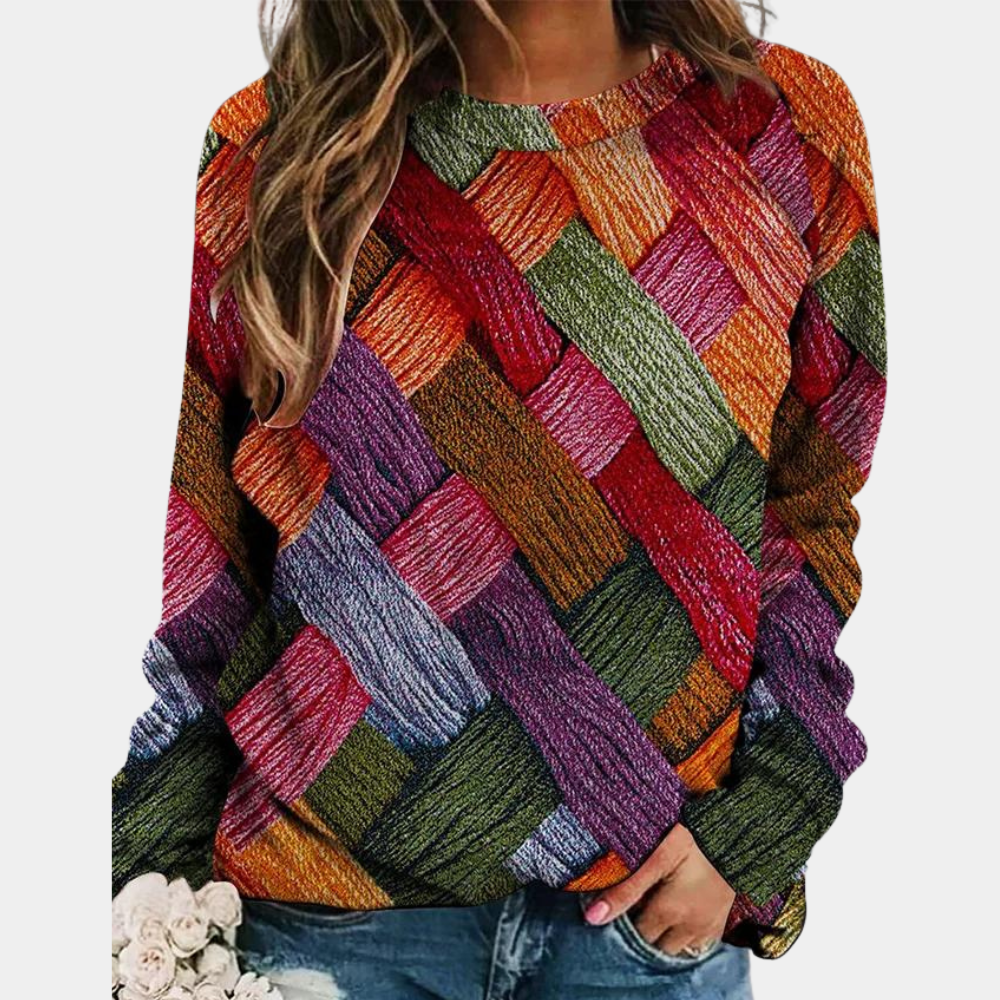Olivia - Women's Colorblock Quilted Pullover Sweater