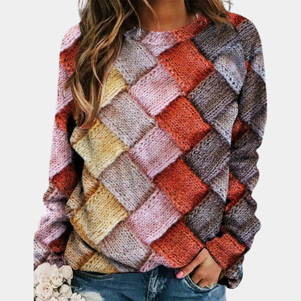 Olivia - Women's Colorblock Quilted Pullover Sweater
