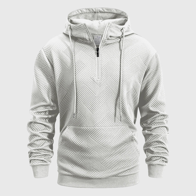 Orson  - Men's Quilted Geometric Hoodie with Quarter-Zip