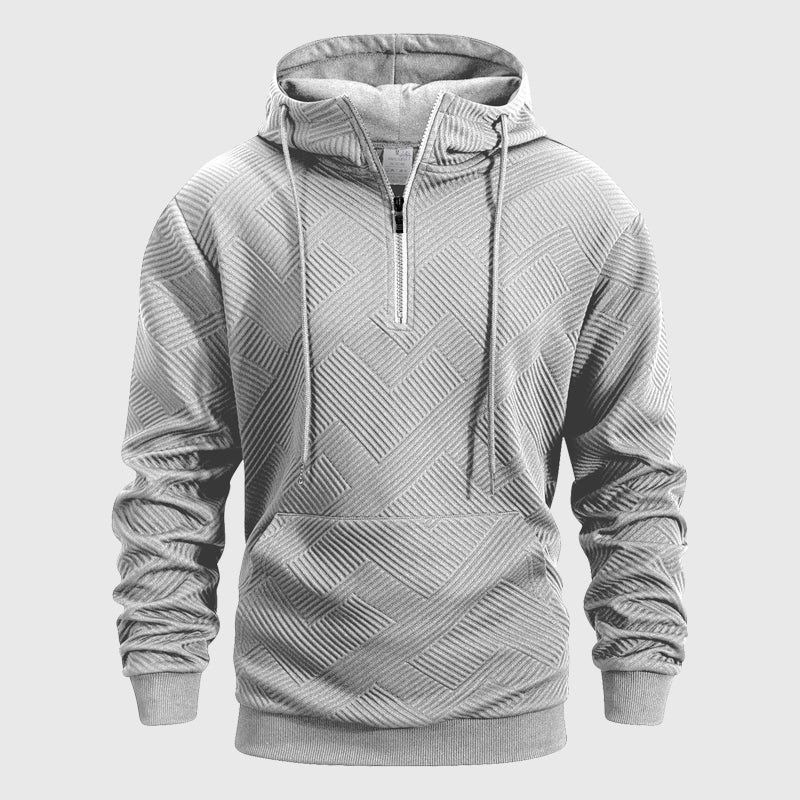 Orson  - Men's Quilted Geometric Hoodie with Quarter-Zip