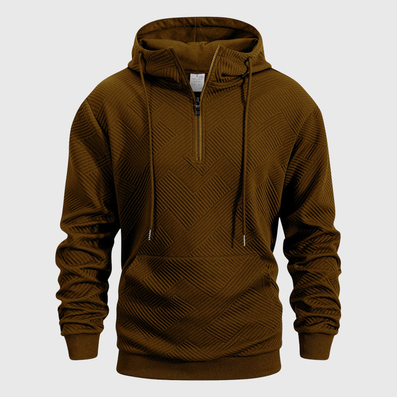 Orson  - Men's Quilted Geometric Hoodie with Quarter-Zip