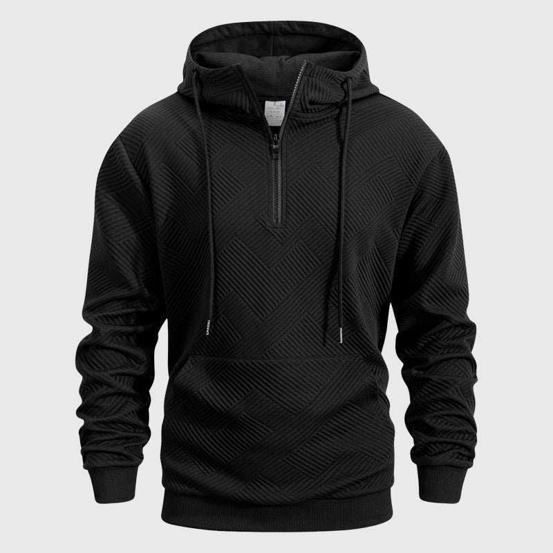 Orson  - Men's Quilted Geometric Hoodie with Quarter-Zip