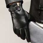Oscar - Men's Snap-Tab Leather Gloves with Elasticized Cuff