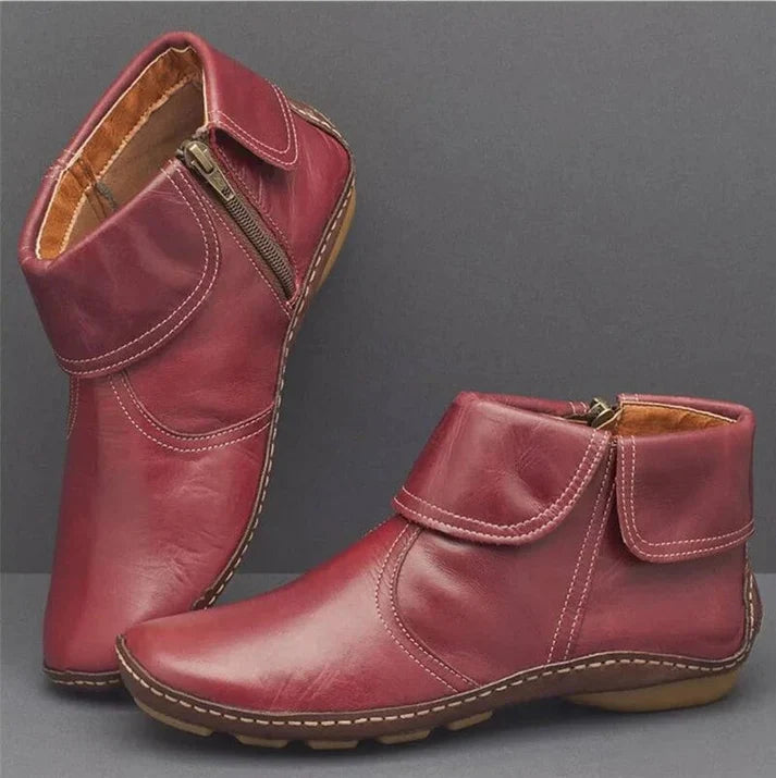Pam - Women's Leather Zip Ankle Boots