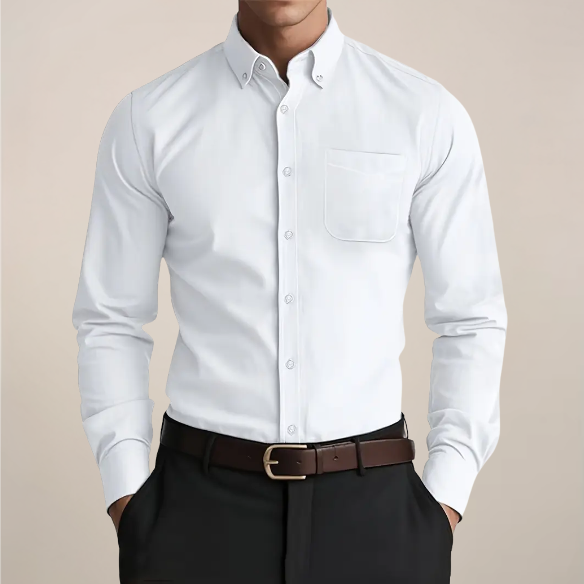 Peter - Men's Button-Down Oxford Shirt with Chest Pocket