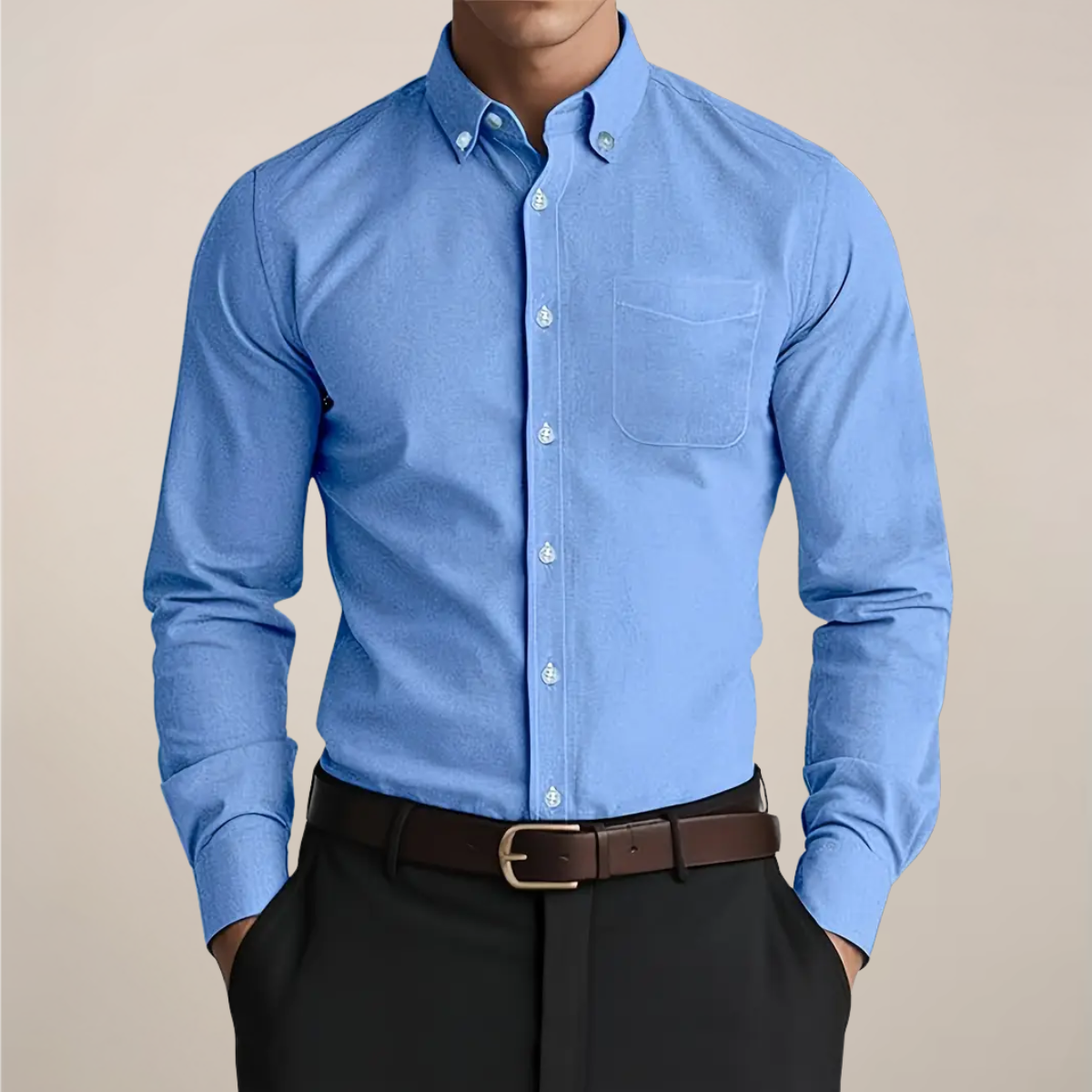 Peter - Men's Button-Down Oxford Shirt with Chest Pocket