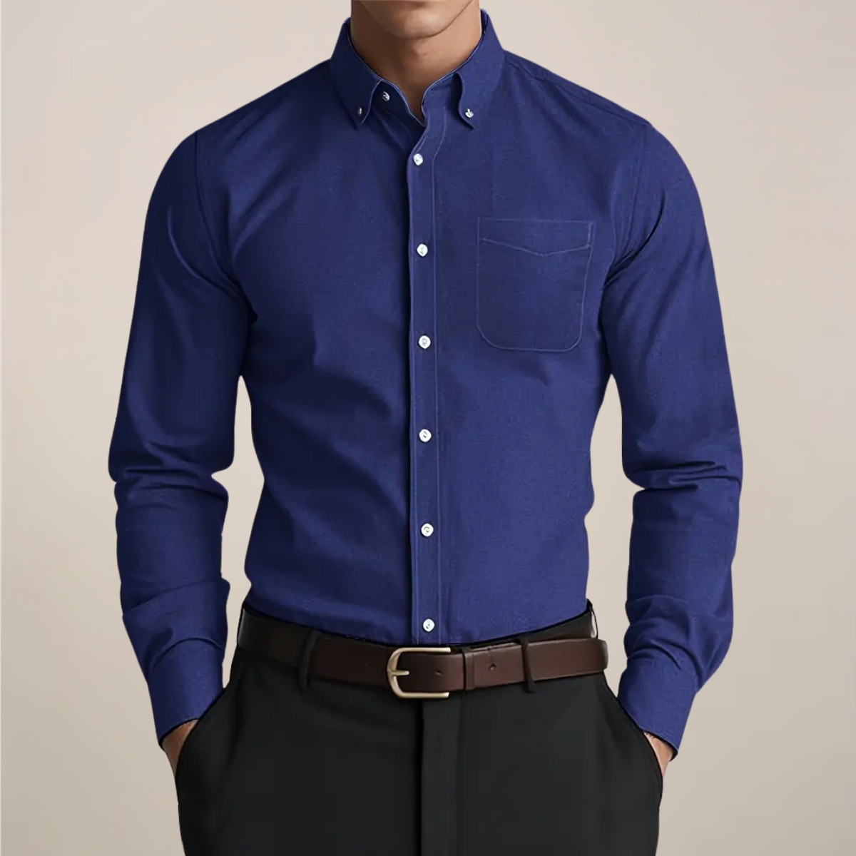 Peter - Men's Button-Down Oxford Shirt with Chest Pocket