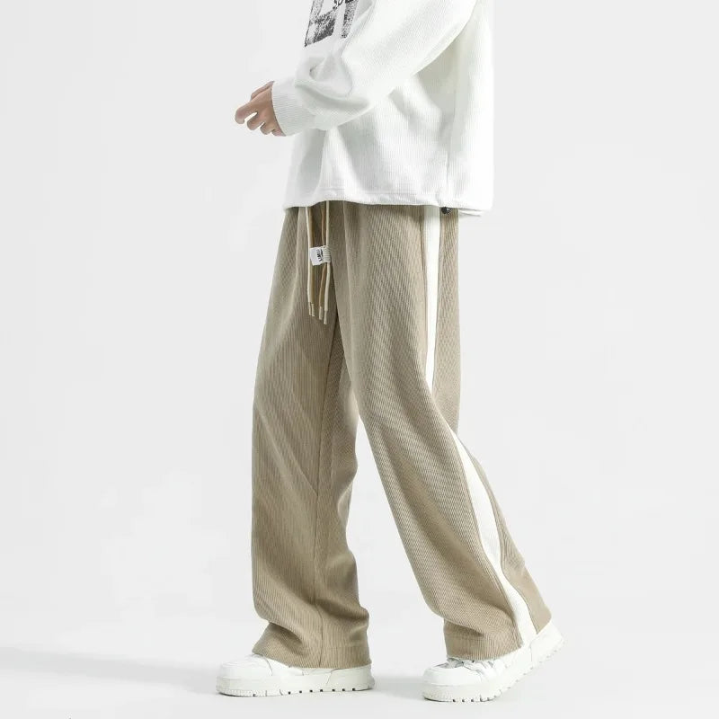 Peter - Men's Corduroy Relaxed-Fit Sweatpants with Side Stripe